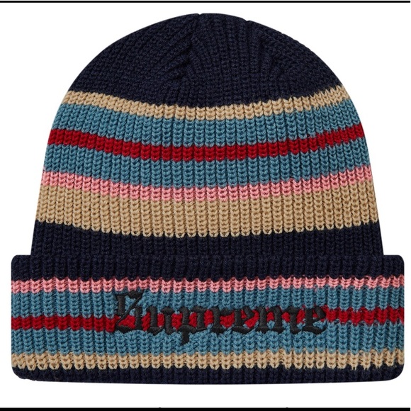 Supreme Other - 💯AUTHENTIC NWT RARE SUPREME BRIGHT STRIPE BEANIE-Navy!